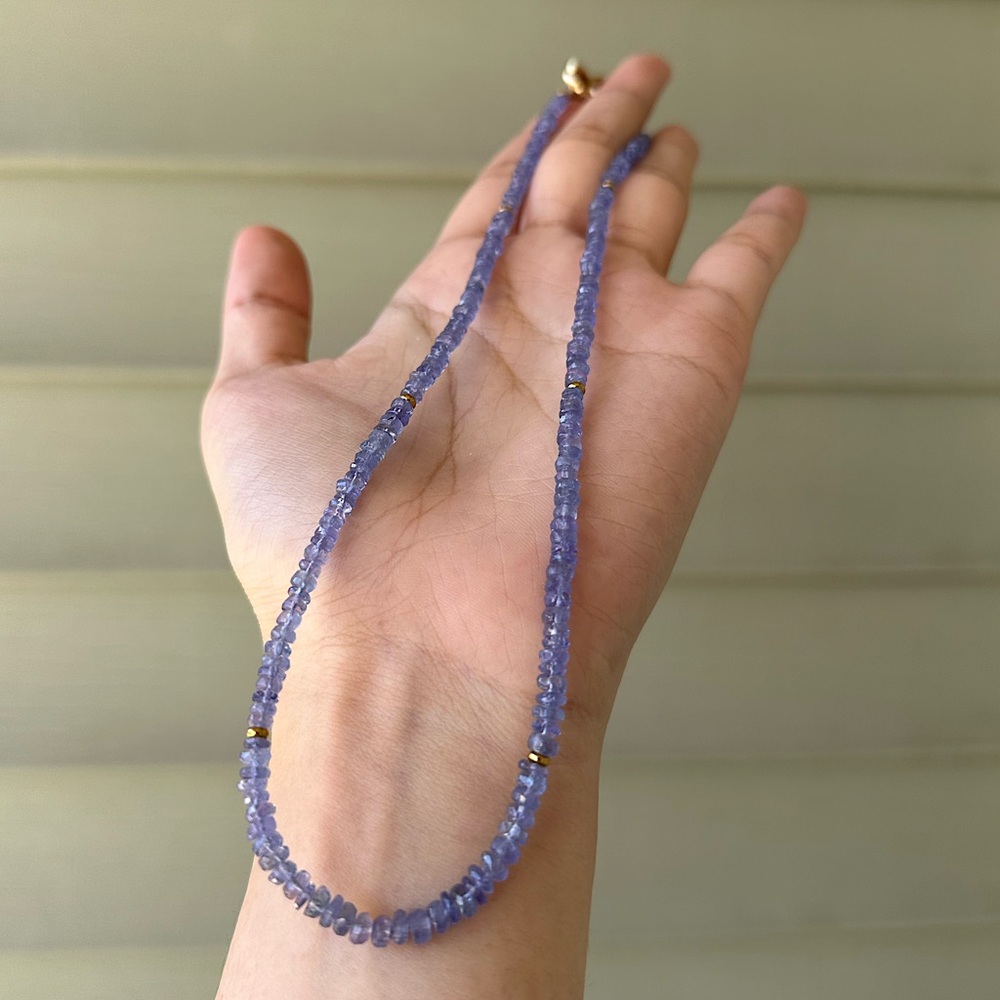 Genuine Tanzanite Necklace 42cm 17’ Blue Violet Titanium Steel